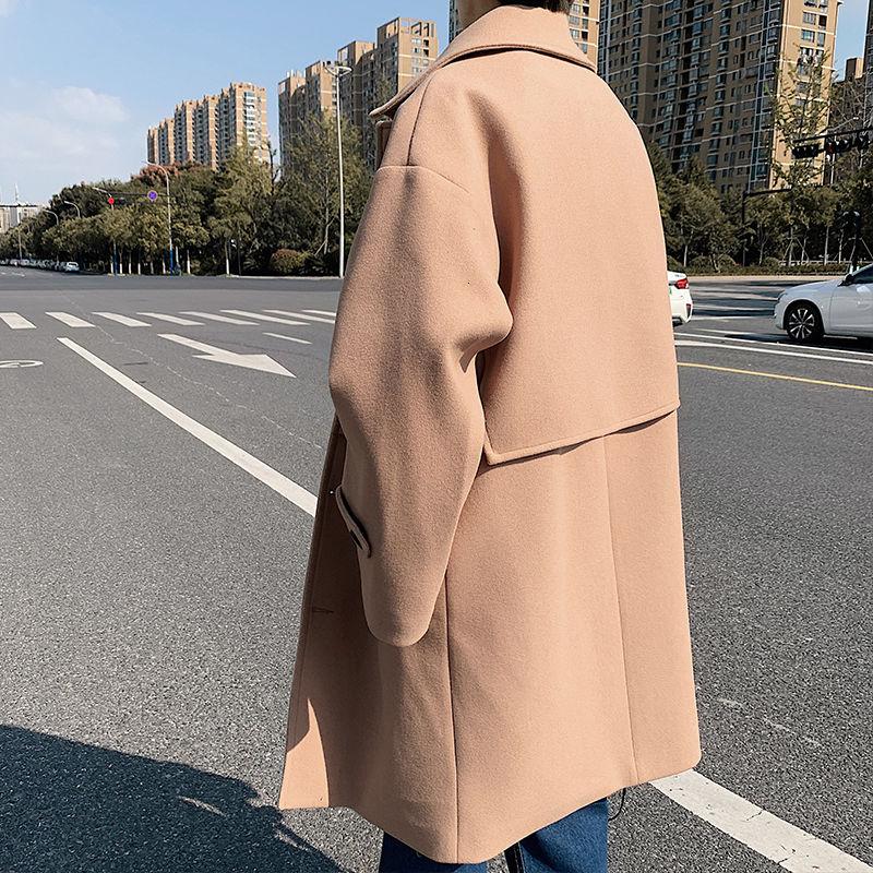 Men's Wool & Blends Winter Plus Velvet Woolen Coat Warm Fashion Casual Long Men Korean Oversize Mens Overcoat