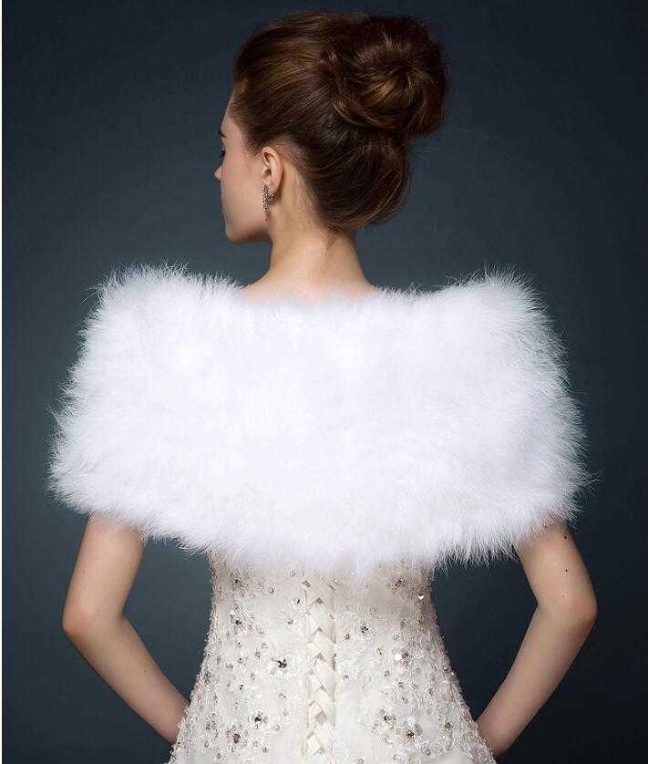 Wedding fur cape Luxurious ostrich feathers camel Fur Boleros wedding bride White ivory shrug bridal party shawls bolero X0722