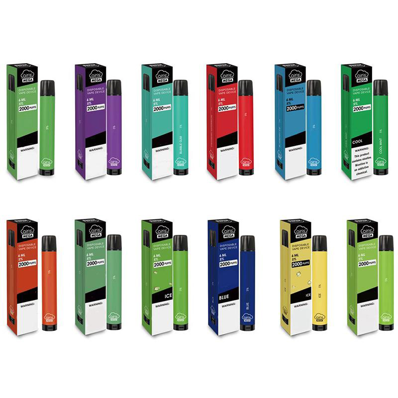 Authentic Airis Mega Disposable Device e cigarette 2000 Puffs 6.0ml 1050mAh Vape Pod Stick 12 Colors with Bottom Airflow Ring
Authentic Airis Mega Disposable Device e cigarette 2000 Puffs 6.0ml 1050mAh Vape Pod Stick 12 Colors with Bottom Airflow Ring