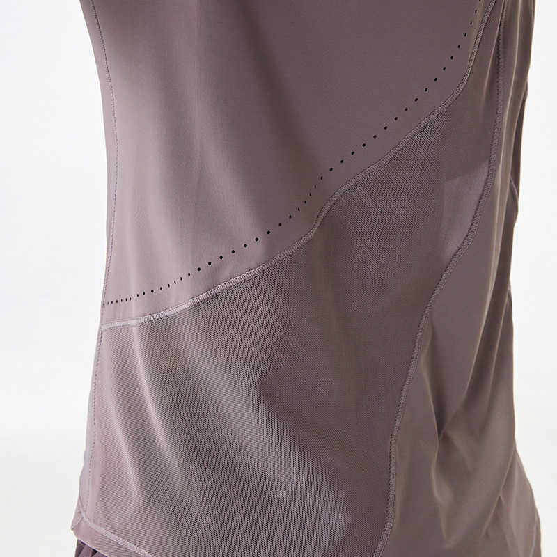 L-045 Womens Mesh Back Breathable Yoga Sports Tops Solid Color Quickly Dry Shirt Running Fitness Casual Gym Clothes Women Short Sleeve Tee T-Shirt