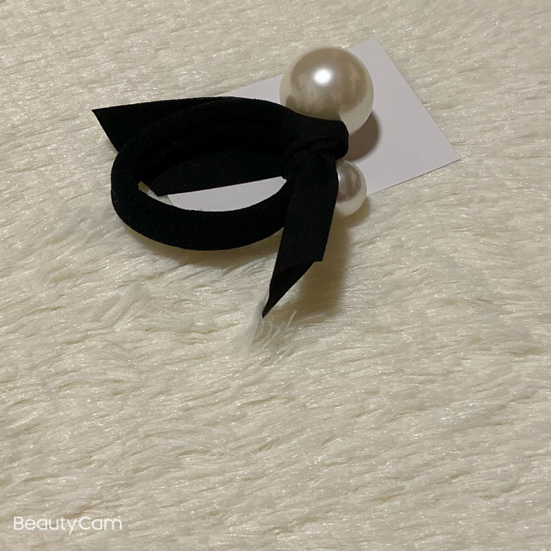 Party gifts fashion double bead elastic rubber band hair ring with knot head rope for ladies favorite headdress accessories