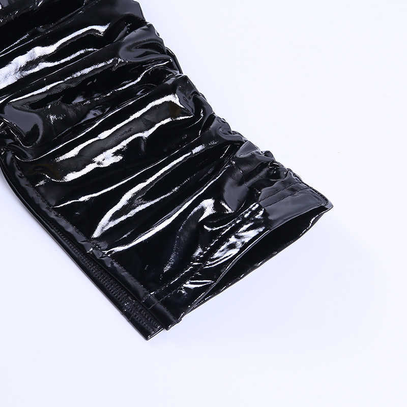 Colysmo Black Leather Pants Bodycon Ruffles Zipper Split High Waist y2k Trousers Party Wear Fall Clothes for Women Fashion 210527