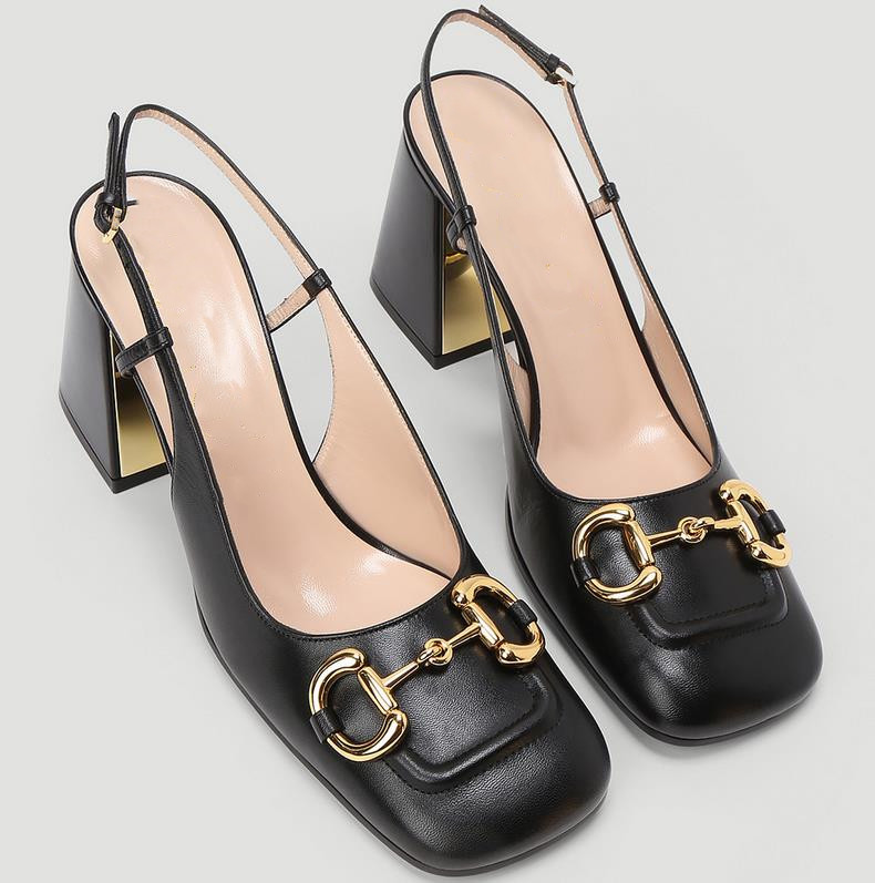 Chic Women Leather Mid-heel Slingback Dress Shoes Square Shaped Toe Designer Lady Letter Printed Sculpted Block Heel Rubber Sole Pump, Shoes dustbag
Chic Women Leather Mid-heel Slingback Dress Shoes Square Shaped Toe Designer Lady Letter Printed Sculpted Block Heel Rubber Sole Pump, Shoes dustbag