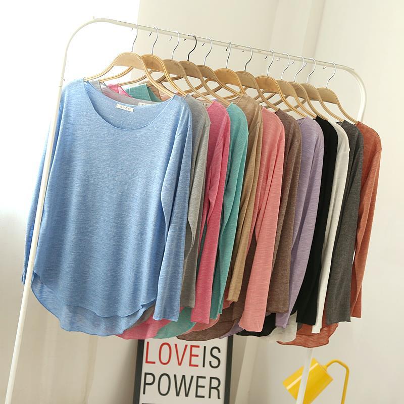 HOT Autumn Fitness New Long Sleeve T Shirt Plus Size Loose Model Women T-shirt Cotton O-neck Slim Fashion Woman Clothes 210302