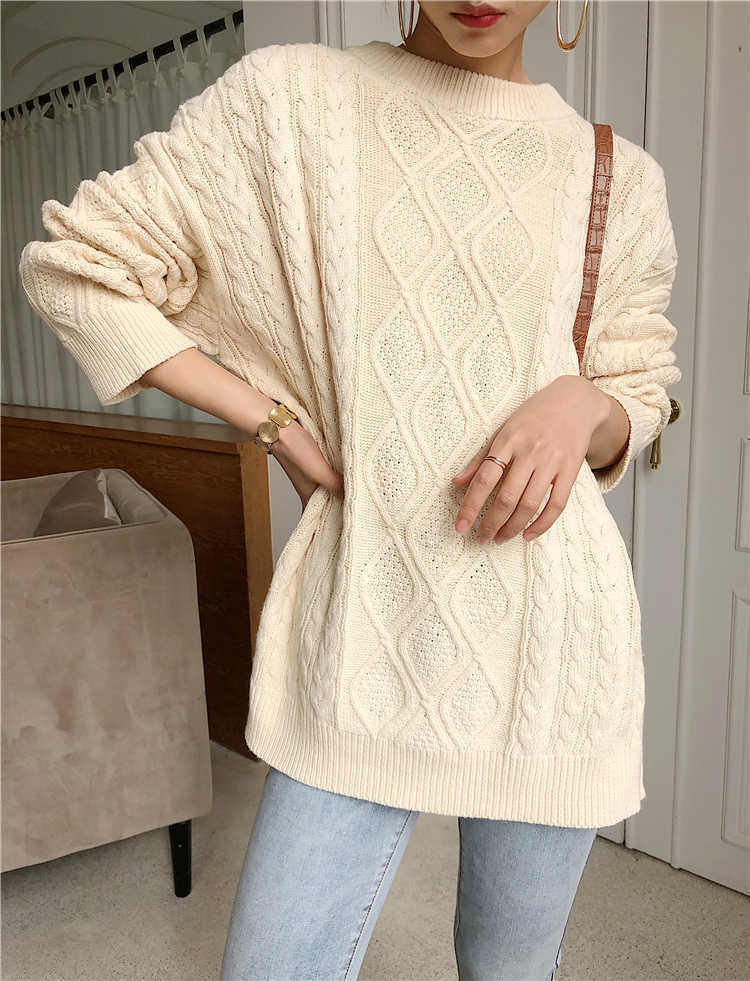 Colorfaith Winter Spring Women Pullovers Sweater Oversize Knitted LanternSleeve Solid Minimalist Knitwear SW7418 211011Z