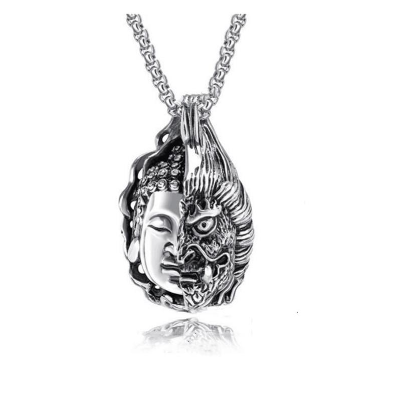Pendant Necklaces Stainless Steel Chain Necklace Half Faced Buddha Face Devil Glamour Rock Hip Hop Men And Women Jewelry
Pendant Necklaces Stainless Steel Chain Necklace Half Faced Buddha Face Devil Glamour Rock Hip Hop Men And Women Jewelry