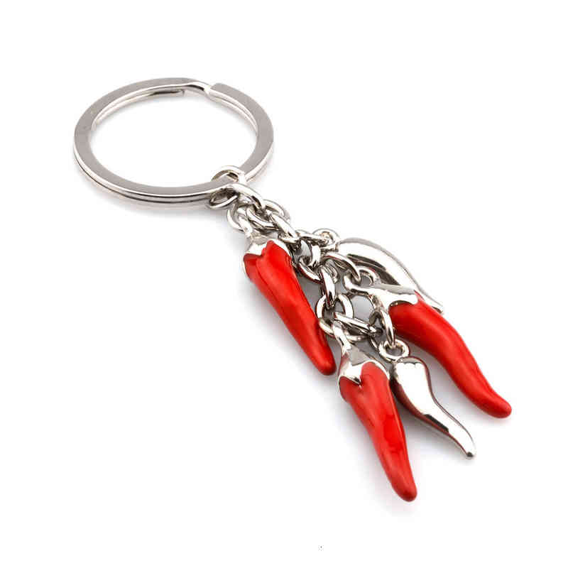 Key Rings Metal Fiery Red Pepper Chain Creative Chinese Three-dimensional Simulation Pendant Gift