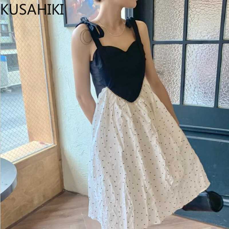 KUSAHIKI Bow Tie Sweet Spaghetti Strap Dress Korean High Waist A-line Dresses Hit Color Patchwork Summer Vestido 6J200 210602, Photo color
KUSAHIKI Bow Tie Sweet Spaghetti Strap Dress Korean High Waist A-line Dresses Hit Color Patchwork Summer Vestido 6J200 210602, Photo color