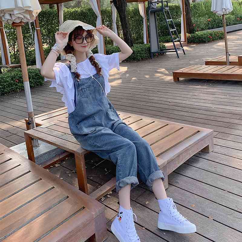 Denim suspenders 2021 new spring high waist age reducing loose student straight women's casual pants, Black
Denim suspenders 2021 new spring high waist age reducing loose student straight women's casual pants, Black