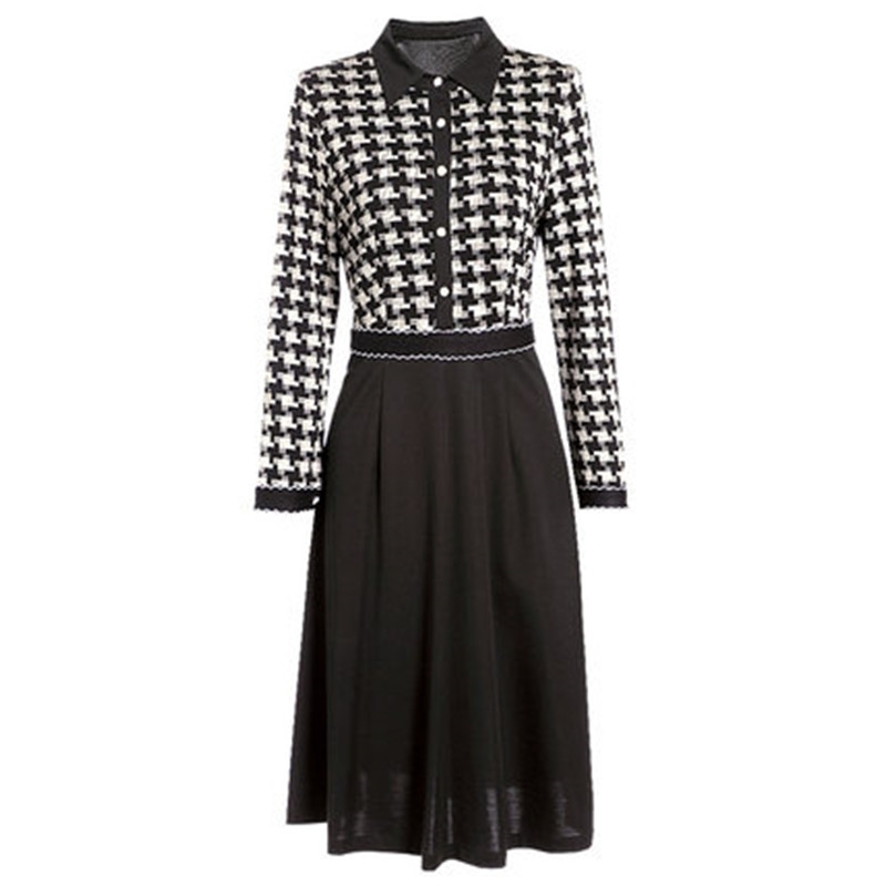 Vintage Female Houndstooth Big Size Mama Dress Autumn Long Sleeve Elegant Women Party Dresses 210525, Black
Vintage Female Houndstooth Big Size Mama Dress Autumn Long Sleeve Elegant Women Party Dresses 210525, Black