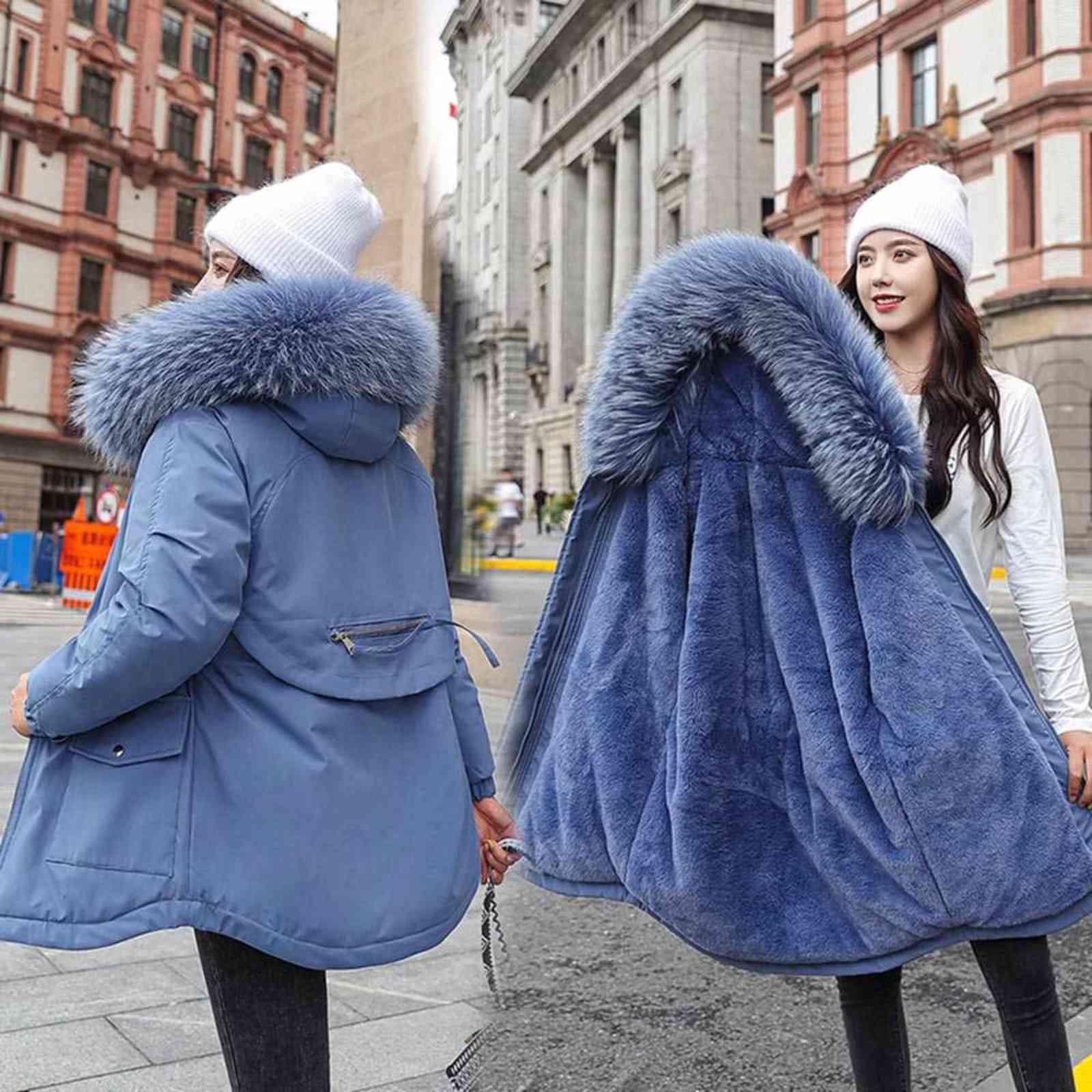 Vielleicht Cotton Thicken Warm Winter Jacket Coat Women Casual Parka Winter Clothes Fur Lining Hooded Parka Mujer Coats 211130
