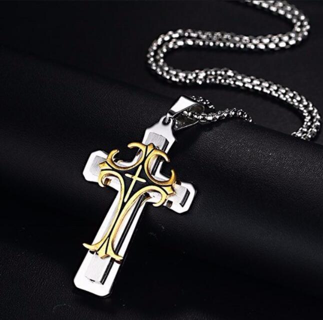 Pendant Necklaces European And American Jewelry Titanium Steel Retro Multilayer Cross Necklace, Silver
Pendant Necklaces European And American Jewelry Titanium Steel Retro Multilayer Cross Necklace, Silver