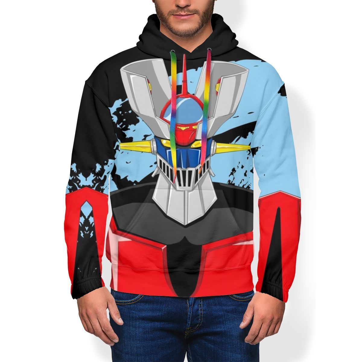Mazinger Hoodie Mazinger Z Hoodies Oversize Black Pullover Hoodie Loose Polyester Long Length Autumn Hoodies 201020
