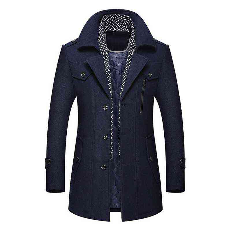 Men's Woolen Coat Autumn Winter Wool Blends Men Jacket Coats Windproof Warm Windbreaker Overcoats High Quality Male Tops 211122