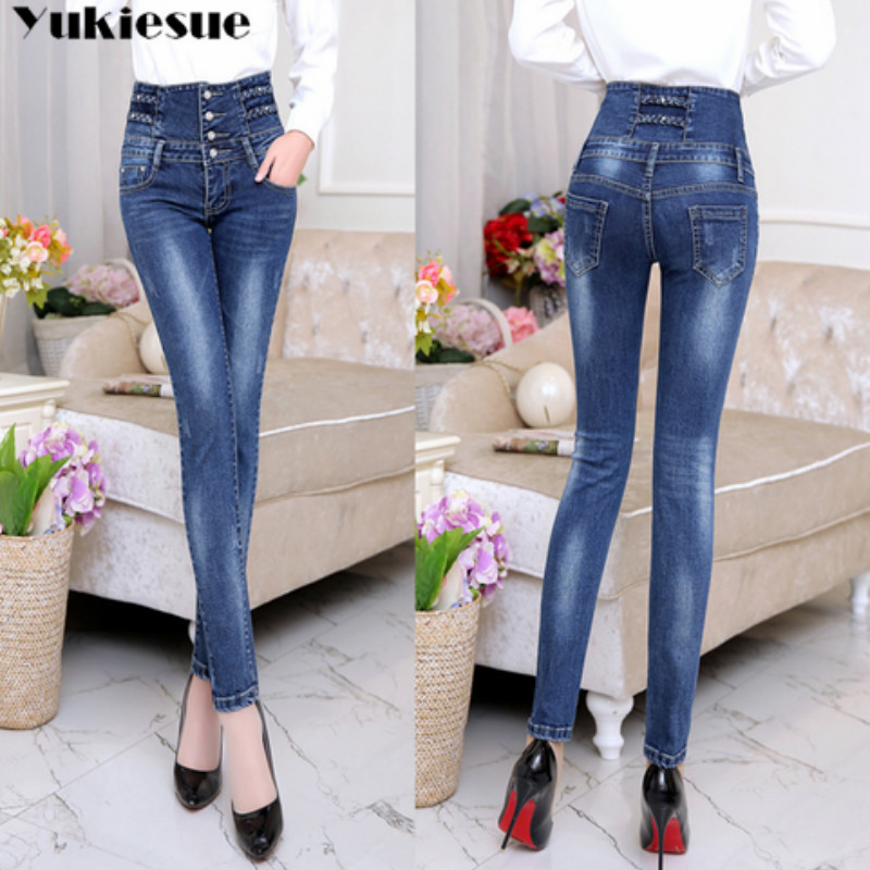 winter warm thick woman's jeans with high waist jeans woman mom women's skinny jeans for women jean femme Plus size black 210222