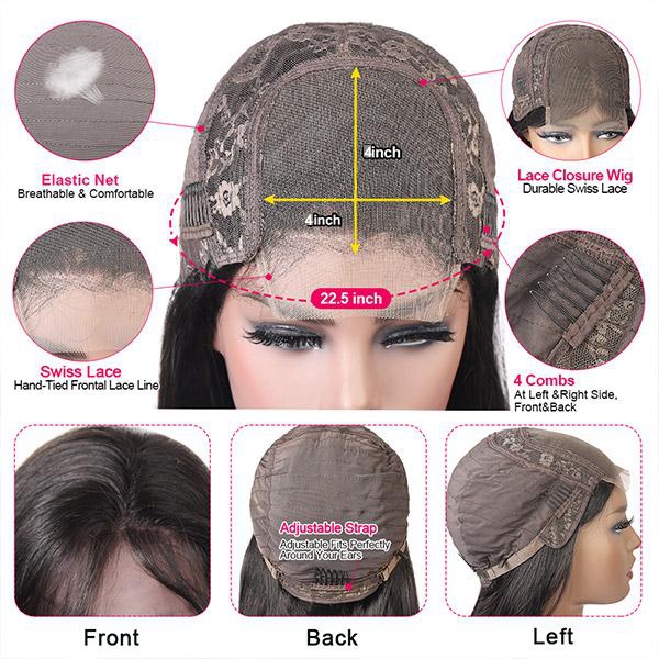 Ishow 28 30 40inch 180% 250% High Density 4*4 Human Hair Wigs Pre-Plucked Transparent Lace Closure Wig StraightKinky Curly Body Water Loose Deep for W