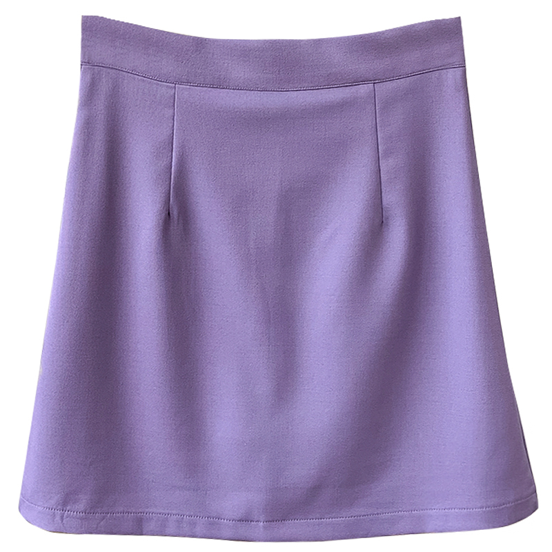 HELIAR Women Skirts Preppy Style A-line High-waist Split Mini Skirts Women Solid Elegant Casual OL Skirts For Women 2021 Spring 210309