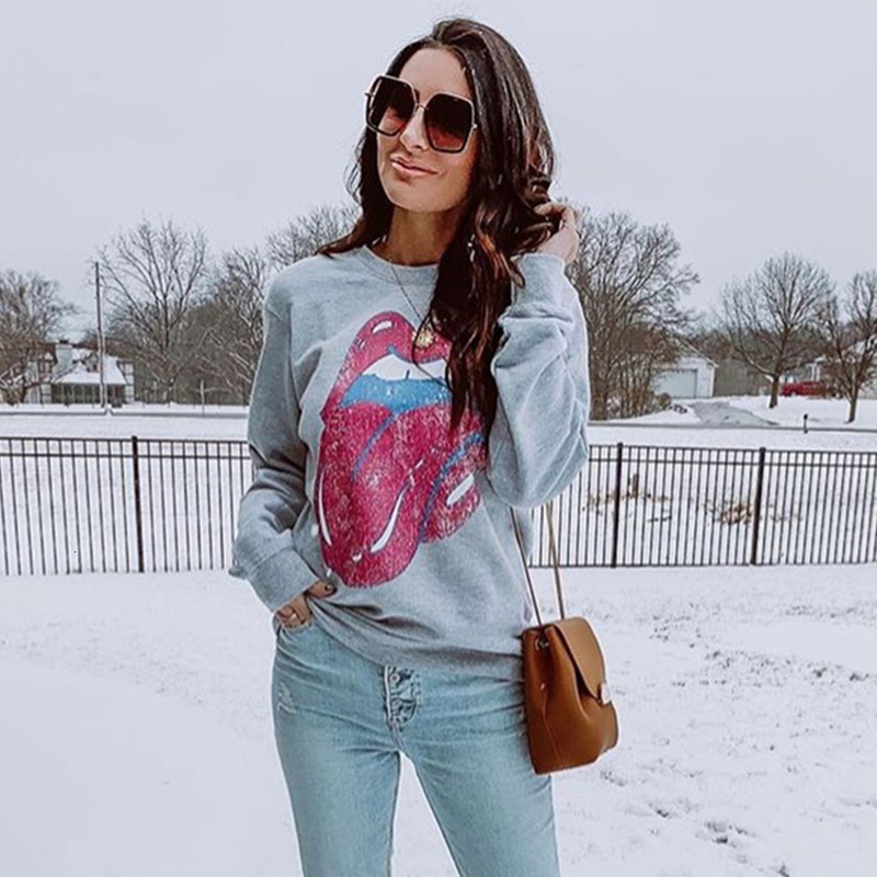 2021 Funny Print Mouth Gray Cotton Blend Sweatshirt Women Autumn Long Sleeve Casual Loose Female Pullovers Tops Warm Winter Xx9b
2021 Funny Print Mouth Gray Cotton Blend Sweatshirt Women Autumn Long Sleeve Casual Loose Female Pullovers Tops Warm Winter Xx9b