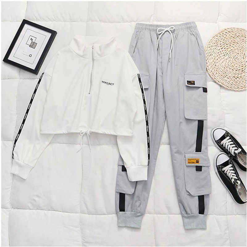 Spring Women's High Waist Cargo Pants Winter FUR Sports Loose Pants Harajuku BF Velvet Cargo Pants Elastics Trousers 211006