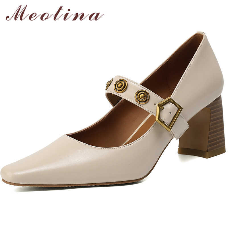 Meotina Genuine Leather Mary Janes Shoes Women Square Toe High Heels Thick Heel Pumps Buckle Strap Ladies Footwear Beige Size 43 210608
Meotina Genuine Leather Mary Janes Shoes Women Square Toe High Heels Thick Heel Pumps Buckle Strap Ladies Footwear Beige Size 43 210608