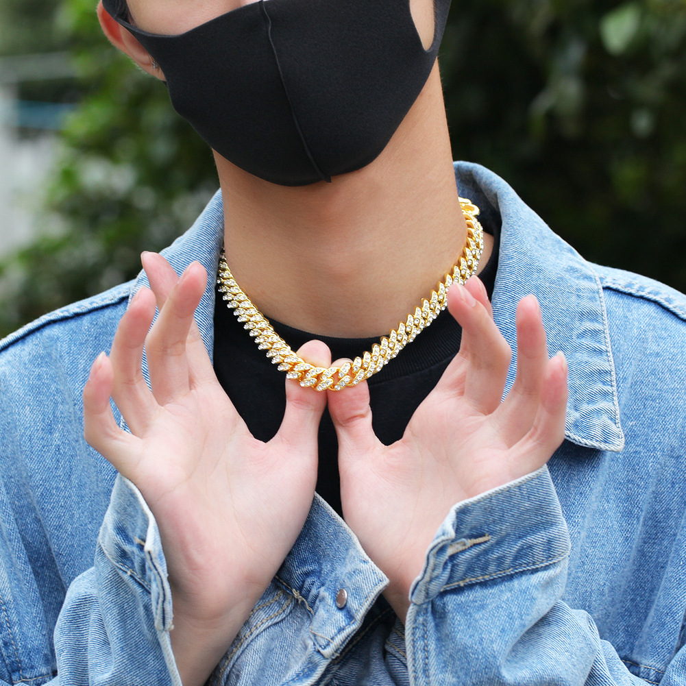 Mens Gold Miami Cuban Link Chains Fashion Hip Hop Iced Out Chain Hiphop Necklace Jewelry 12mm