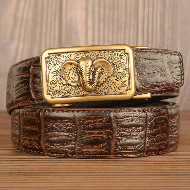 Waist Belt s Buckles First Layer Cowhide Men's Personality Is Like Automatic Buckle Real Snake Skin Business Casual Jeans