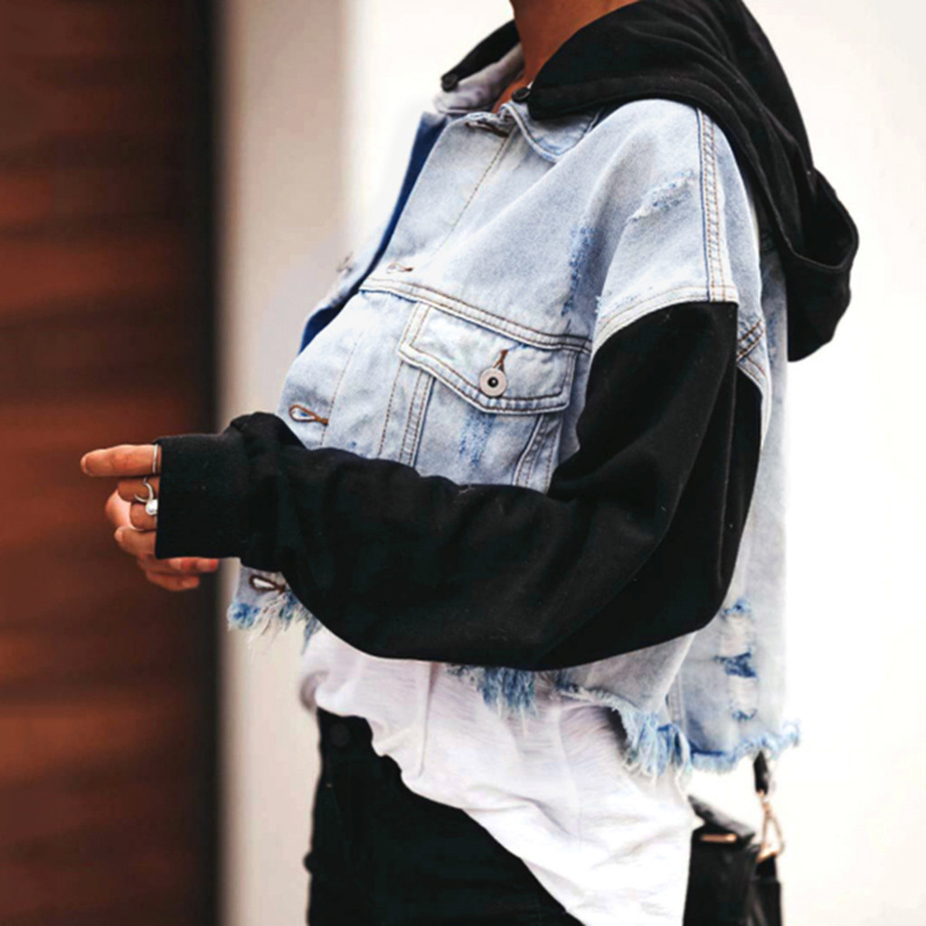 Jackets For Women Winter Casual Fashion Denim Jacket Long Jean Coat Hooded Outwear Overcoat 201019