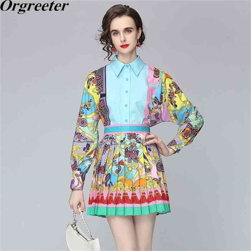 Summer Fall Fashion Temperament Retro Pattern Print Lapel Shirt and High Waist Skirt Suit Two Piece Sets Female 210602, Pink short sleeve
Summer Fall Fashion Temperament Retro Pattern Print Lapel Shirt and High Waist Skirt Suit Two Piece Sets Female 210602, Pink short sleeve