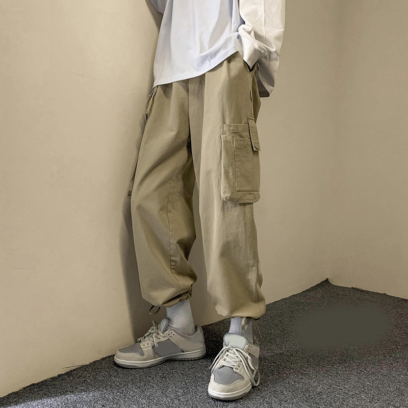 Multi-Pocket Overalls Men's Cargo Pants Spring Summer Trend Loose Straight Wide-Leg Cropped Trousers Drawstring Leggings MA112, Black
Multi-Pocket Overalls Men's Cargo Pants Spring Summer Trend Loose Straight Wide-Leg Cropped Trousers Drawstring Leggings MA112, Black