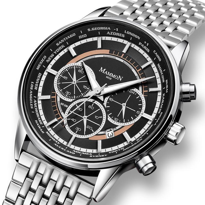 Wristwatches Men Watches Top Stainless Steel Waterproof Three Eyes Calendar Quartz Watch Fashion Male Sport Military, Black
Wristwatches Men Watches Top Stainless Steel Waterproof Three Eyes Calendar Quartz Watch Fashion Male Sport Military, Black
