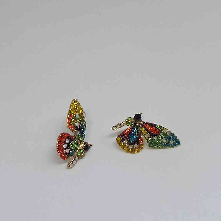 Charms Ear Stud Clip Rings Butterfly Wings Rhinestone Silver Needle Fashion Versatile Personalized Girls Exquisite Accessories