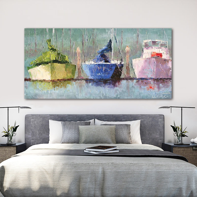 Sailboat Painting Wall Art For Living Room Boat Ship Pictures Canvas Prints Modern Home Decor Oil Painting On Canvas Quadros