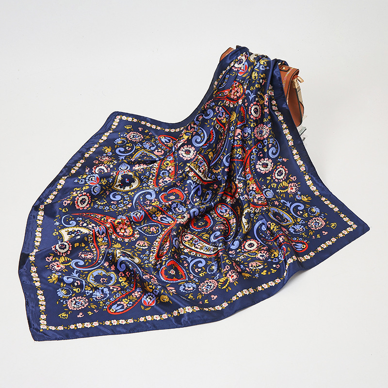 Bohemia Printed Silk Scarves Women 90*90cm Square Head Hijab Scarf Ladies Spring Shawl Wrap Muffler Pareo Bandanna Female