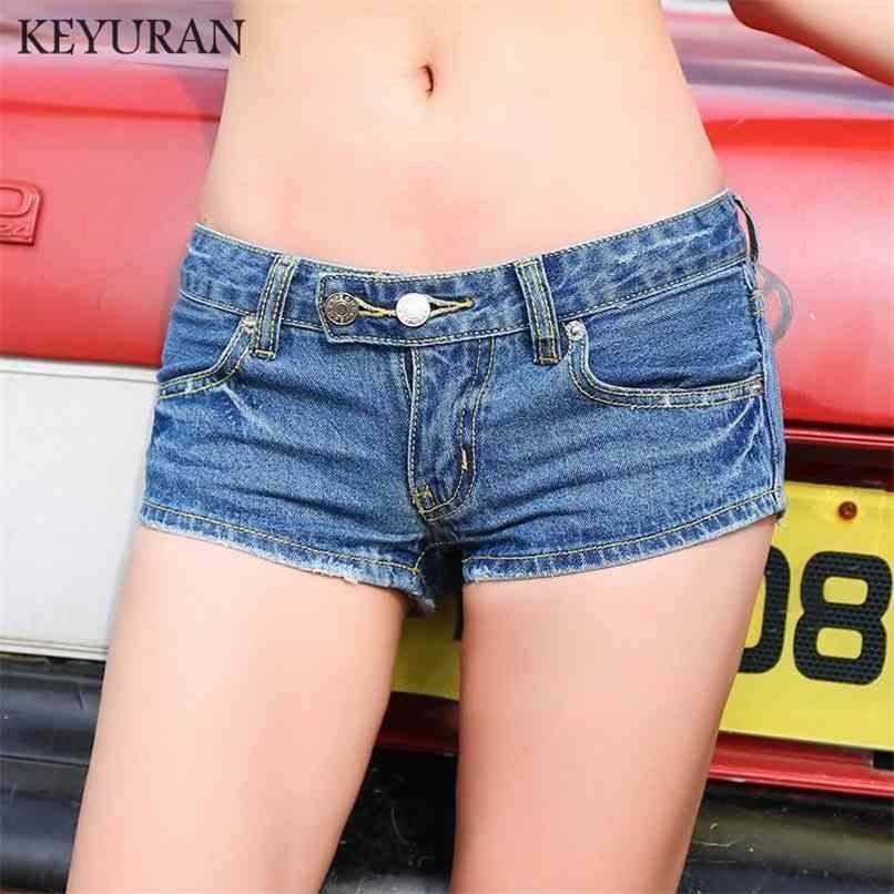 Fashion Low Waist Denim Shorts Nightclub Spice girls Sexy Women Jeans Pants Washed Blue Bottoms 210724