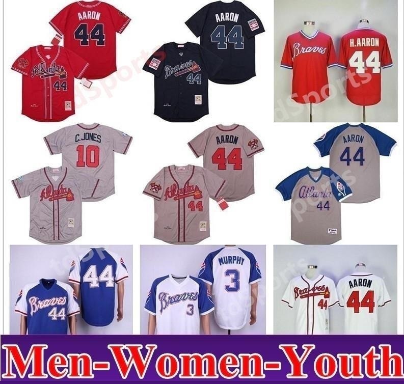 Atlanta Vintage Baseball Jerseys Retro Men Women youth 44 Hank Aaron H.Aaron Dale Murphy 10 Chipper Jones 1957 1963 1973 1974 1982, As shown in illustration
Atlanta Vintage Baseball Jerseys Retro Men Women youth 44 Hank Aaron H.Aaron Dale Murphy 10 Chipper Jones 1957 1963 1973 1974 1982, As shown in illustration