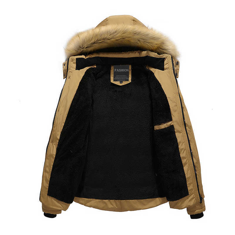 Fur Collar Hooded Parkas Men Winter Thick Men's Jacket Outwear Fashion Warm Coat Man Wool Liner Windproof Male Parka Casaco 211008