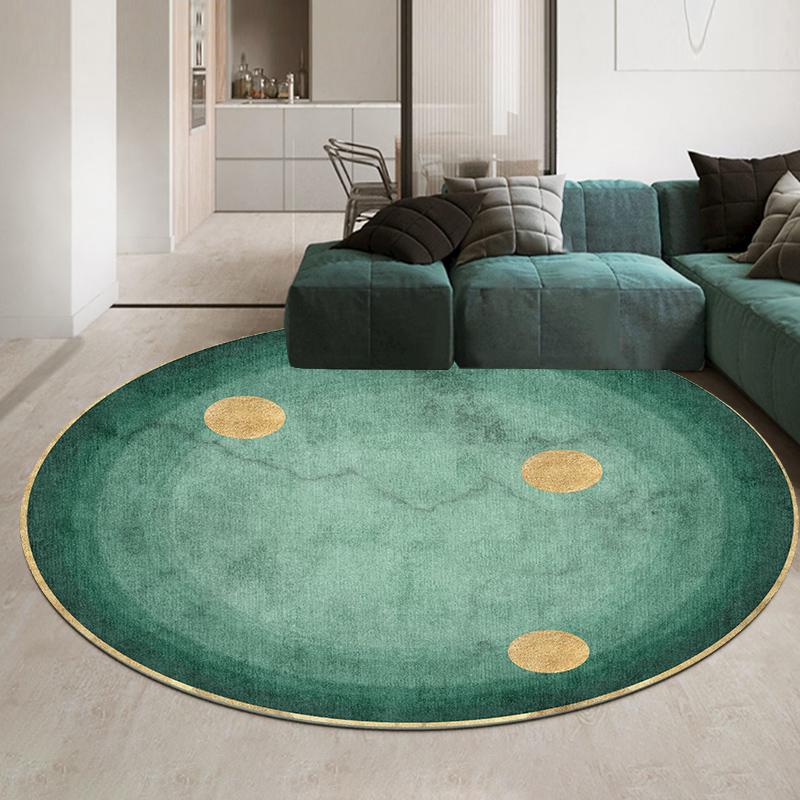 Luxury Green Round Carpet For Living Room Swing Basket Chair Area Rug Non-Slip Floor Mat Polyester Velvet Fleece Round Carpets
