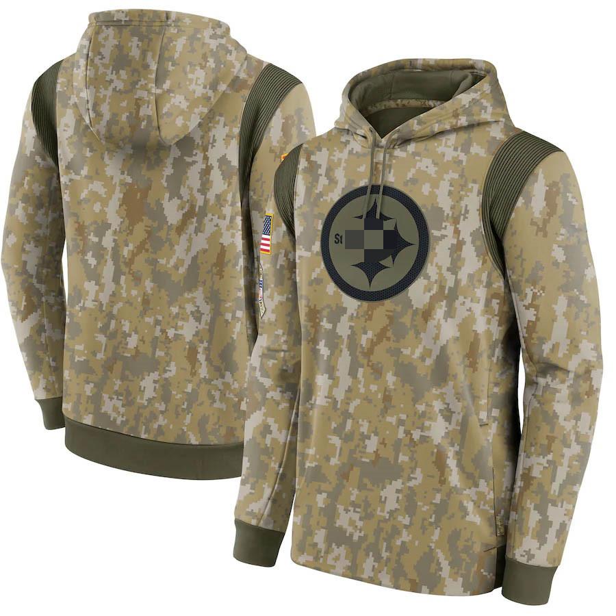 PittsburghSteelersMen Women Youth 2021 Salute To Service Kids Performance Pullover Football Hoodie Camo