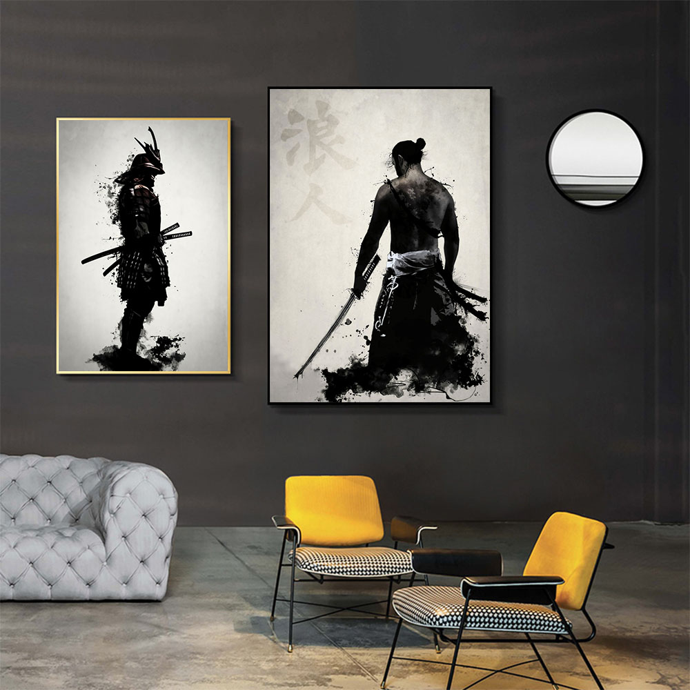 Modern abstract Japanese samurai painting canvas home decoration wall art poster living room printing poster home decoration