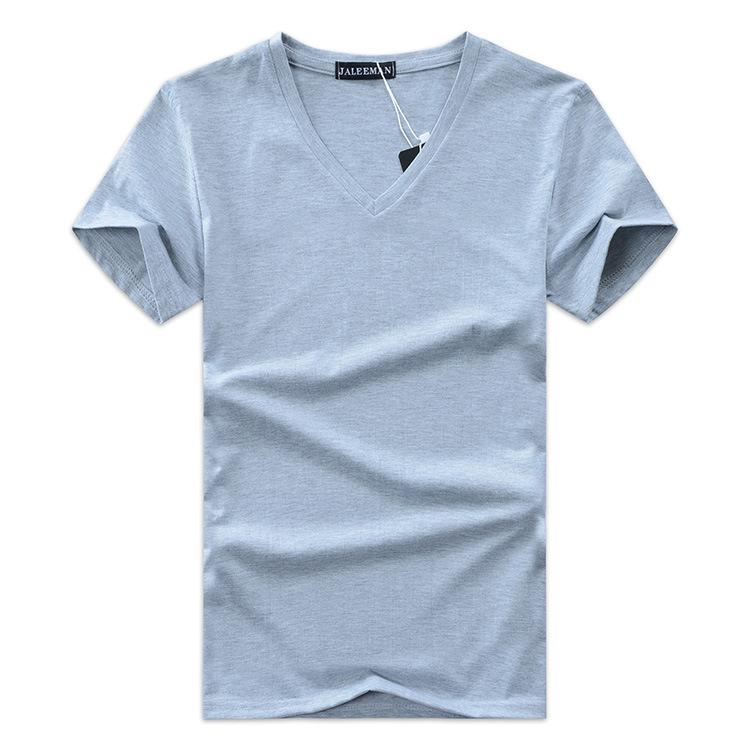 Men's V-Neck Slim Fit T-Shirt Casual Summer Short Sleeve Broadcloth Tee Tops Plus Size S-5Xl Green Gray Black Navy White B1
