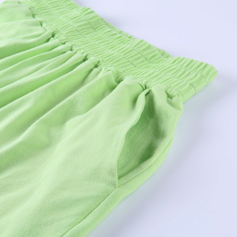 WannaThis Neon Green Women 2 Pieces Sets Tee and Shorts Slim Elastic Hight Waist Mini Shorts Fashion Summer Streetwear Sets 210302