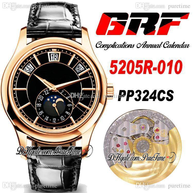 GRF V2 5205R-010 A324 Automatic Mens Watch Complications Annual Calendar Rose Gold Moon Phase Black Dial Brown Leather Watches PP324SC Super Edition Puretime E5
GRF V2 5205R-010 A324 Automatic Mens Watch Complications Annual Calendar Rose Gold Moon Phase Black Dial Brown Leather Watches PP324SC Super Edition Puretime E5