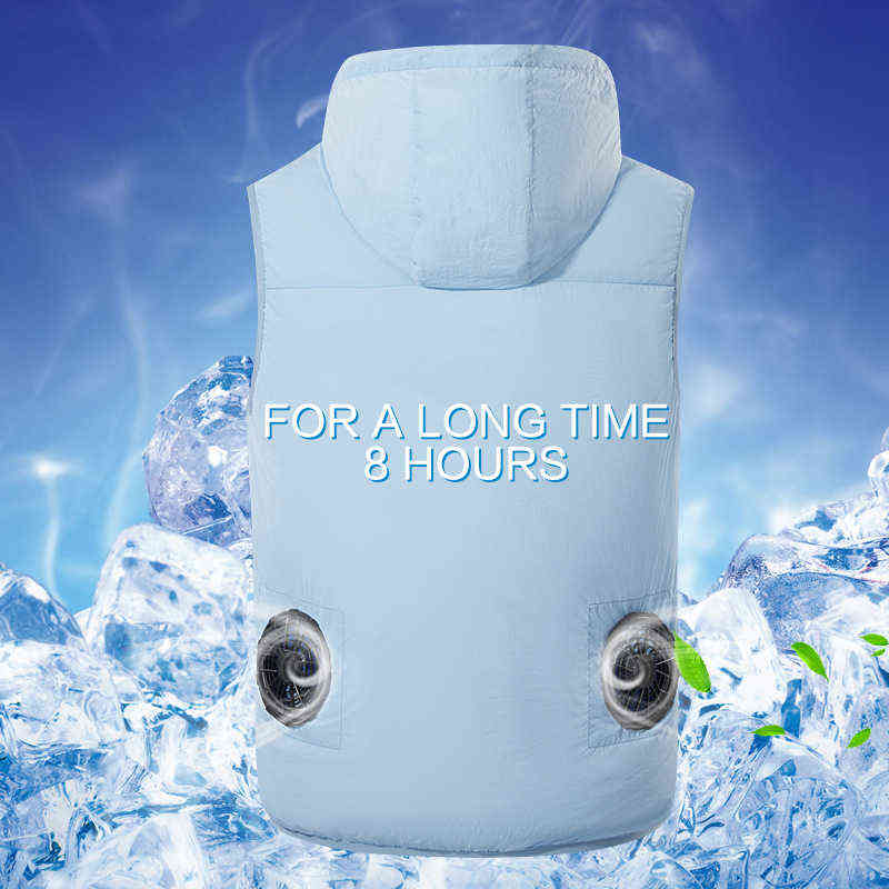 Summer Fan Equipped Clothing UV Resistant Cooling Vest For Men 5V USB Powered Air Conditioned Coat Summer Cooling Sleeveless 211119