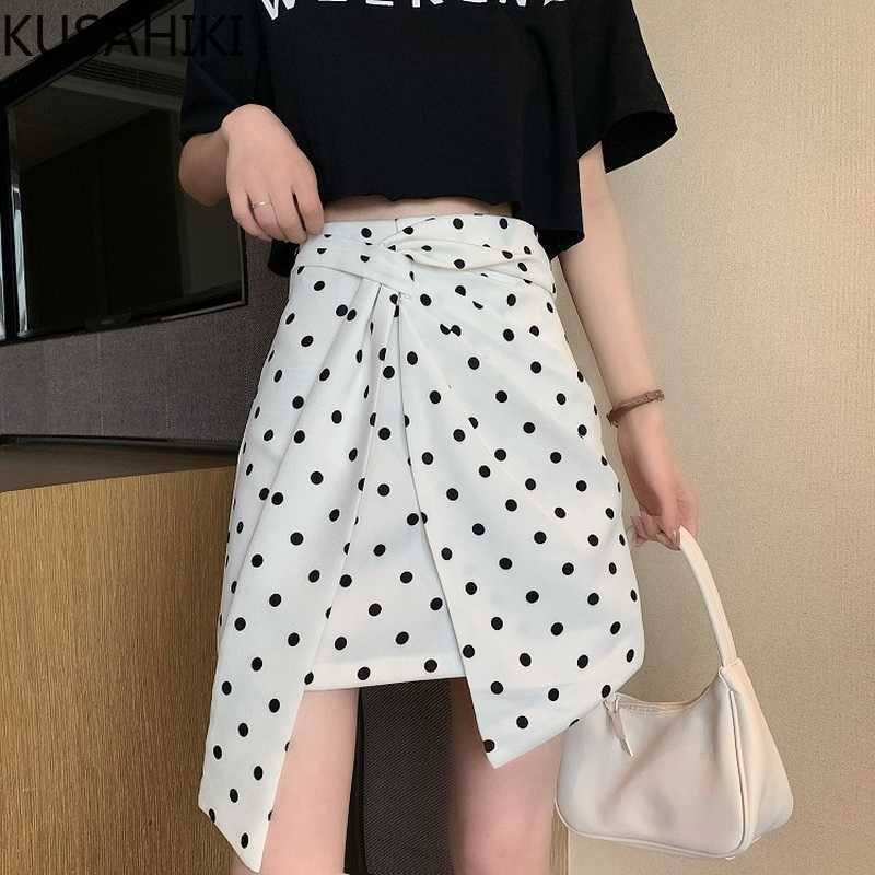 Irregular Dot Women Skirt Spring Summer Lace Up High Waist Skirts Causal A-line Mini Faldas Mujer 6F700 210603