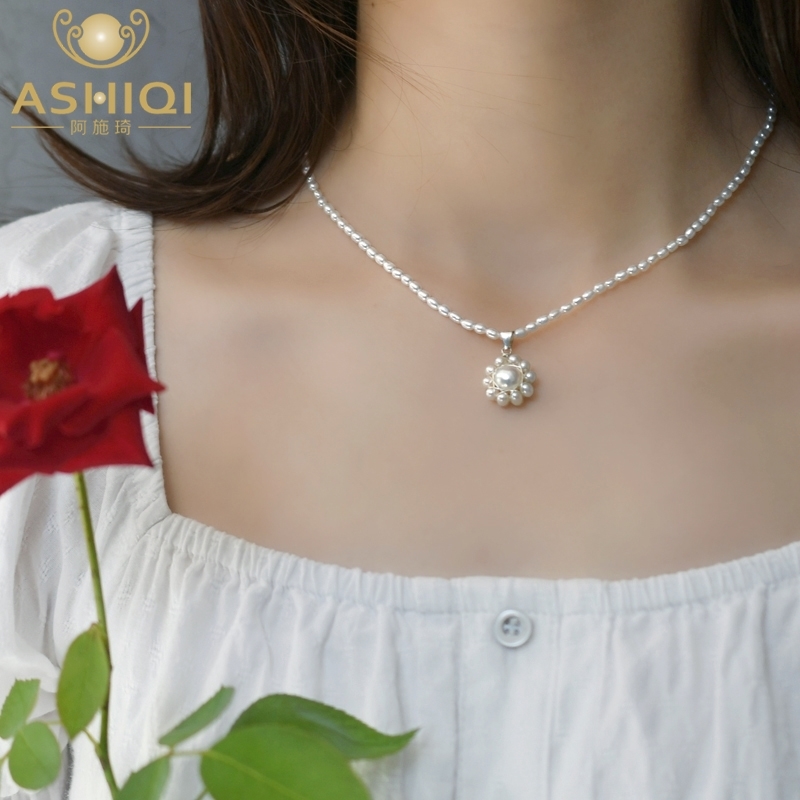 ASHIQI 2-3mm Natural Freshwater Pearl Necklace Vintage pearl Handmade 925 Sterling Silver pendant for women Two ways to wear
ASHIQI 2-3mm Natural Freshwater Pearl Necklace Vintage pearl Handmade 925 Sterling Silver pendant for women Two ways to wear