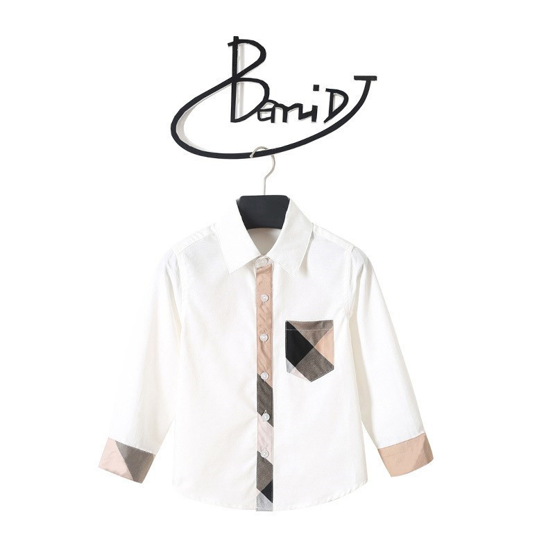 Spring and Autumn Kid Long Sleeve Plaids white Shirts Child Kids Boys Girl Unisex Shirt Plaid Check Tops Blouse Casual Clothes 210306