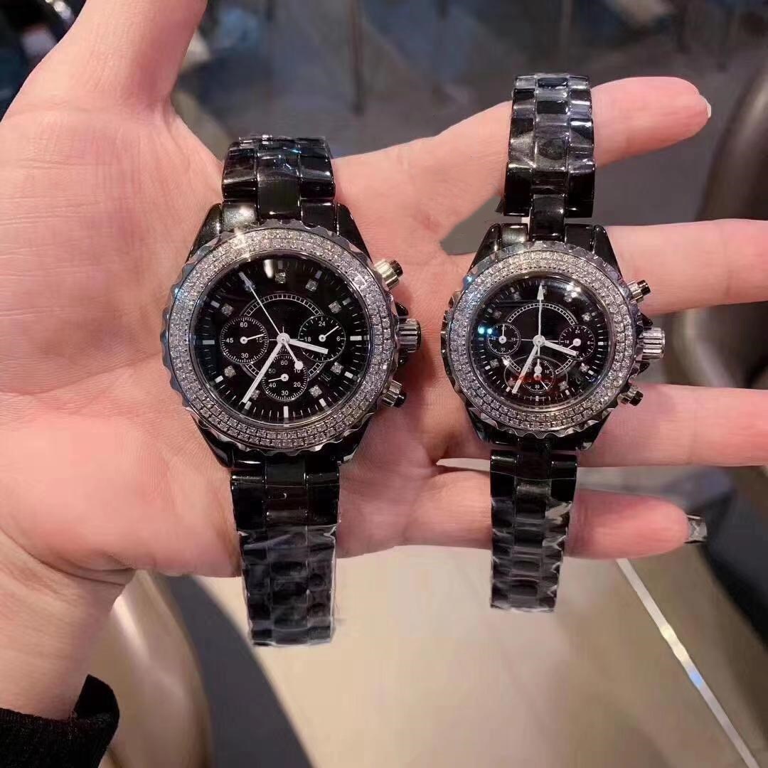 CLassic couple quartz watch black ceramic 6 pin dual stainless steel clock full diamond ceramics wrist watch 33 36mm AAA quality
CLassic couple quartz watch black ceramic 6 pin dual stainless steel clock full diamond ceramics wrist watch 33 36mm AAA quality