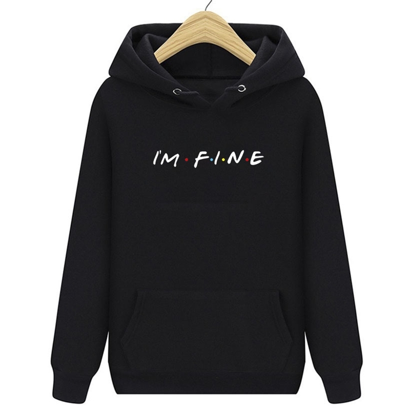 New men's women's I'm fine letter personalized printing fashion trend long sleeve spring and autumn Hooded Sweater, Black
New men's women's I'm fine letter personalized printing fashion trend long sleeve spring and autumn Hooded Sweater, Black