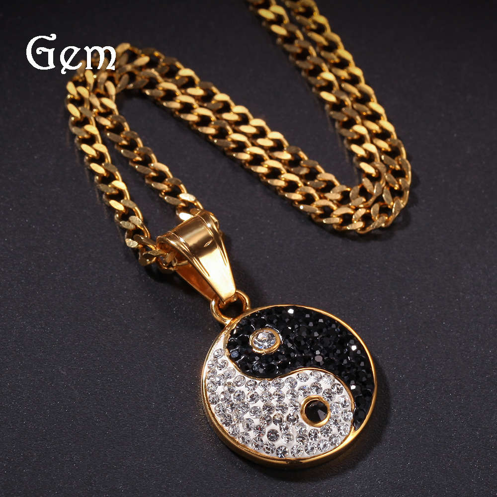 Hip hop stainless steel black and white Yin Yang Tai Chi eight trigrams pendant trend hip hop men's personality jewelry
Hip hop stainless steel black and white Yin Yang Tai Chi eight trigrams pendant trend hip hop men's personality jewelry