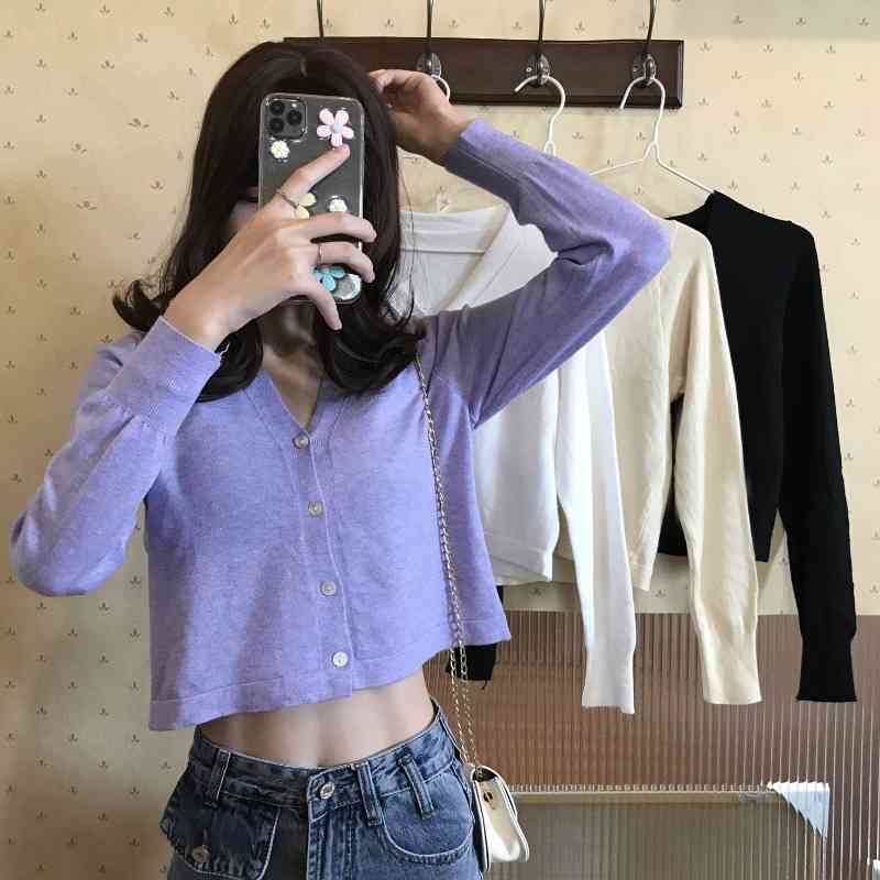 Spring Autumn Sweater Cardigan Sunscreen Shawl Thin Coat Long Sleeve Girl Summer Air Conditioning Open Stitch 210608, White
Spring Autumn Sweater Cardigan Sunscreen Shawl Thin Coat Long Sleeve Girl Summer Air Conditioning Open Stitch 210608, White